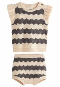 Next SET - REGULAR FIT - Striktrøje - tan monochrome zig zag stripe