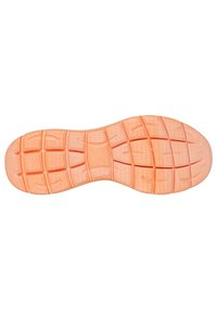 Schuhsohle in einem hellen Pfirsichton mit strukturiertem Grip. Verfügt über rechteckige Muster und erhabene Akzente für besseren Halt. Hergestellt aus langlebigem Gummi-Material.