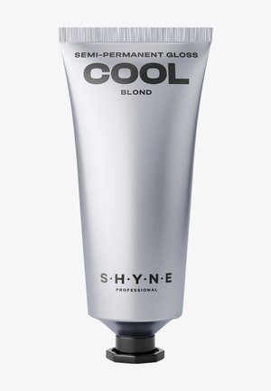 Tubo di colore per capelli semi-permanente gloss, tubo argento con testo nero, include "COOL BLOND", tappo esagonale nero alla base.