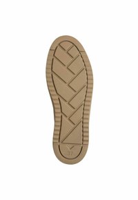 Semelle de chaussure en caoutchouc beige clair avec une surface texturée, comportant un motif de semelle pour l'adhérence, taille marquée comme 37.