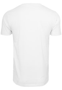 Weißes Baumwoll-T-Shirt, kurze Ärmel, Rundhalsausschnitt, schlichtes Design, weiche Textur, verfügt über einen Standard-Schnitt ohne sichtbare Logos oder Verzierungen.