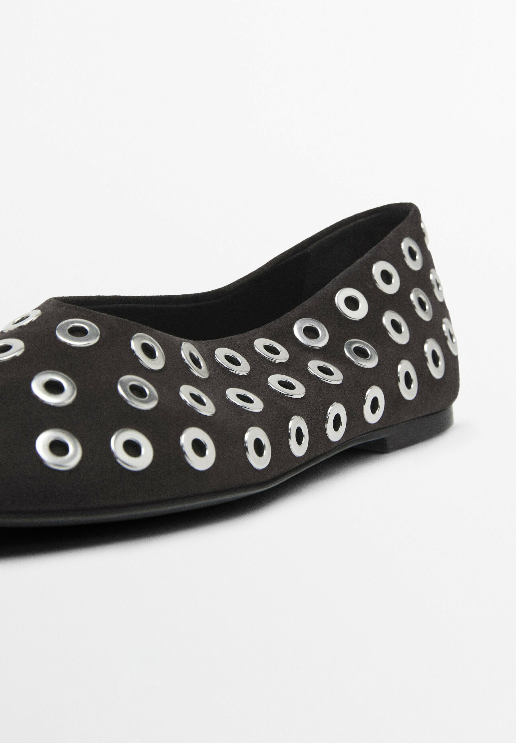Massimo Dutti★メタリックディテール入りバレエフラット Massimo Dutti WITH METALLIC DETAILS - Ballet pumps - dark