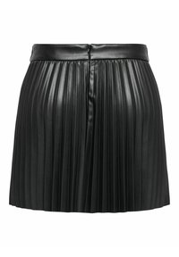 Must mustrõiv mustriga, millel on vertikaalsed voldid, sile vöökoht ja tagant kinnituv tõmblukk.