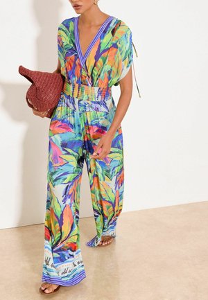 Lipsy, REGULAR FIT - TROPICAL CRINKLE CAP SLEEVE JUMPSUIT . - Buksedragter - blue
