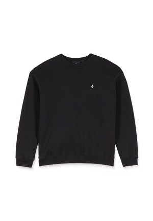 Zwarte sweatshirt van een katoenmix, met een ronde halslijn, lange mouwen, geribbelde manchetten en een klein wit logo op de borst.