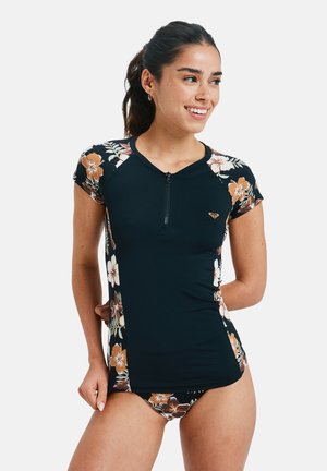 HALF ZIP - SHORT SLEEVE - Bikini top - black