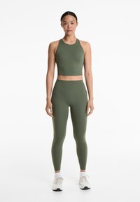 OYSHO COMFORTLUX STRAP WITH CUPS - Felső - mottled dark green