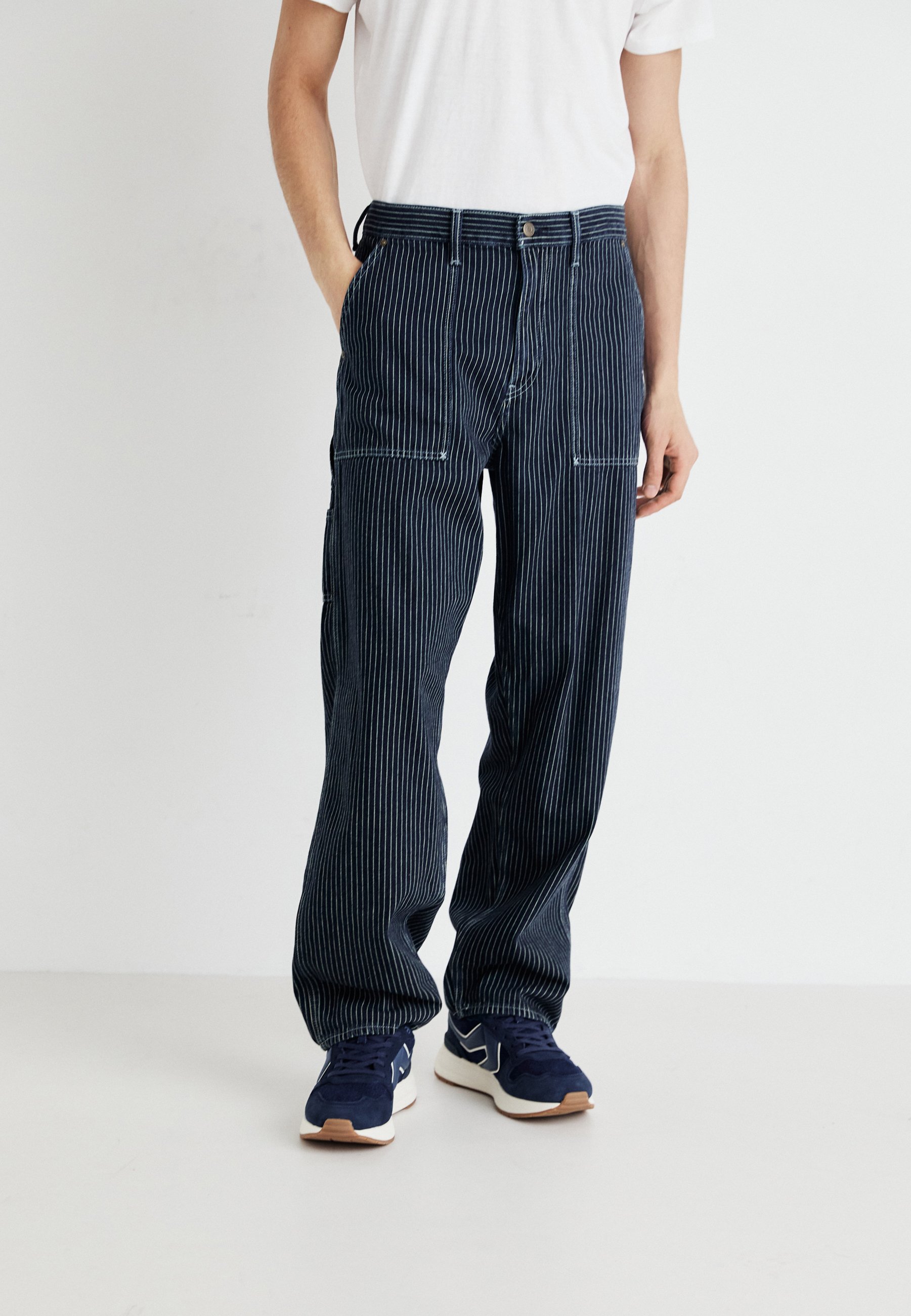 GAP BAGGY CARPENTER PANT - Jean baggy - navy pinstripe/bleu marine 