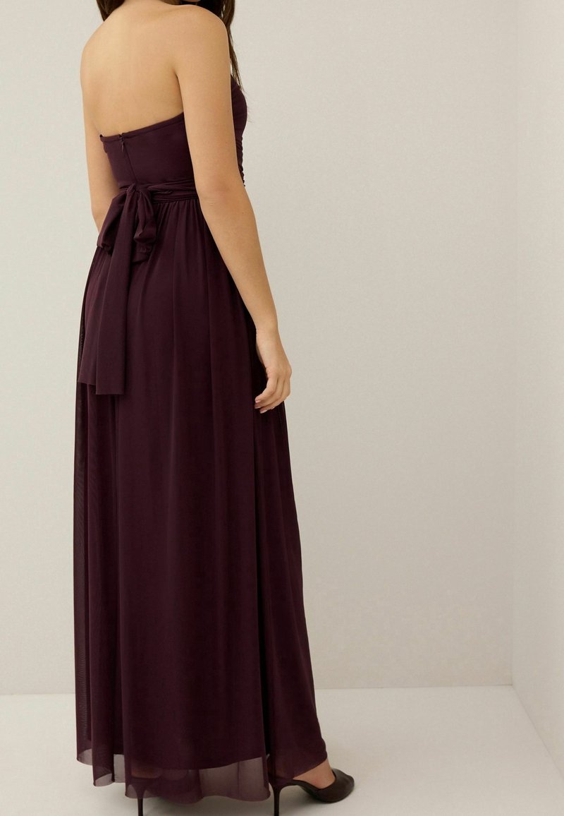 strapless open back dress Off The Shoulder Fluffy Lilac Lace Long Prom Dresses, Purple Lace Off –  morievent main image 0