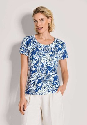 T-Shirt print - azure blue   off-white