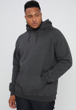 Hoody w kolorze węgla z kapturem na sznurku, długimi rękawami i przednią kieszenią kangurką. Wykonany z miękkiej, teksturowanej tkaniny.