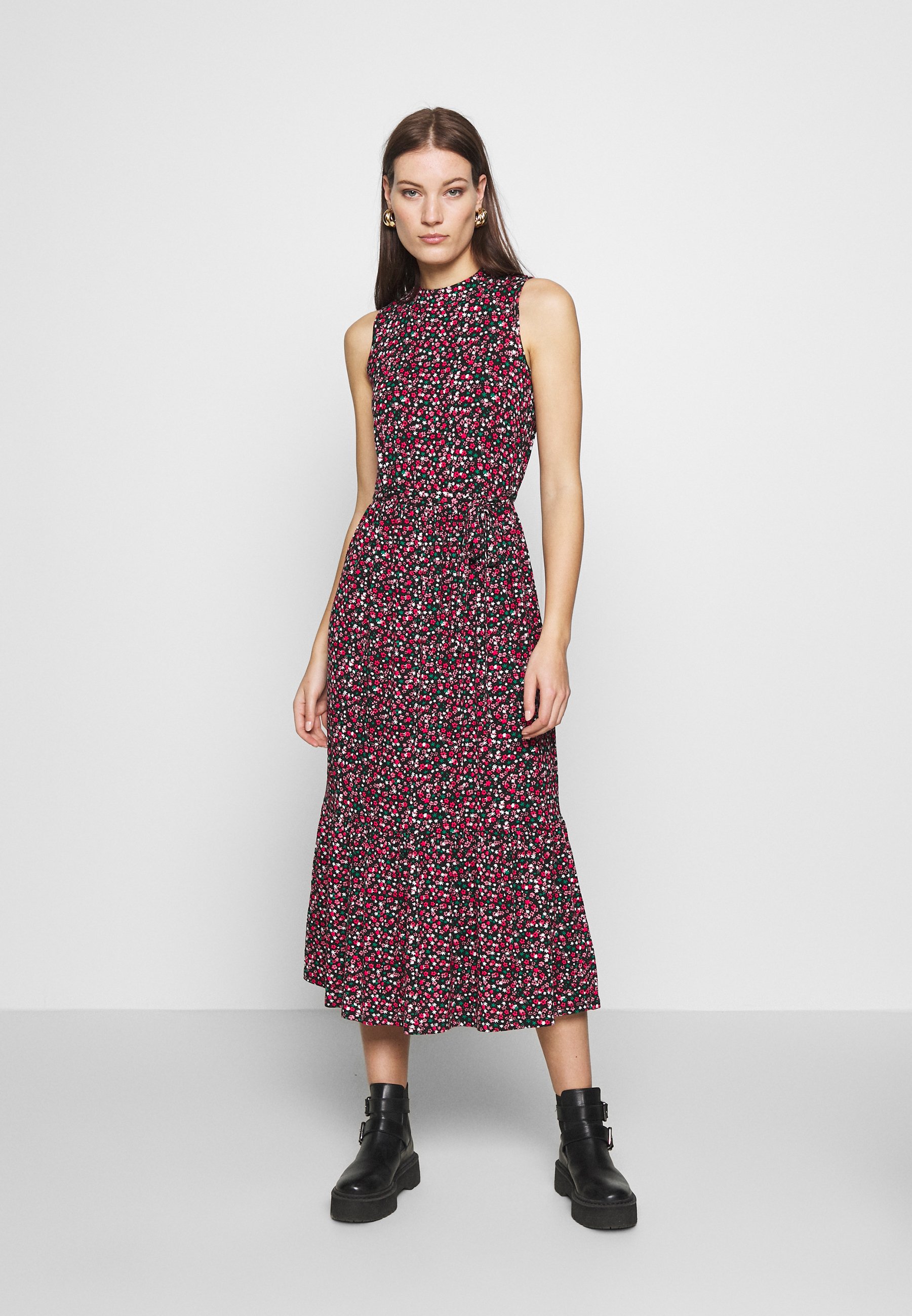 Dorothy Perkins DITSY SMOCK MIDI DRESS Jerseykjole black Dorothy Perkins BUTTON THROUGH MIDI DRESS - Jerseykjole - navy