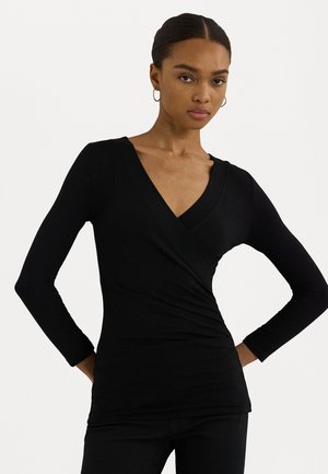 SURPLICE JERSEY TOP - Topper langermet - black