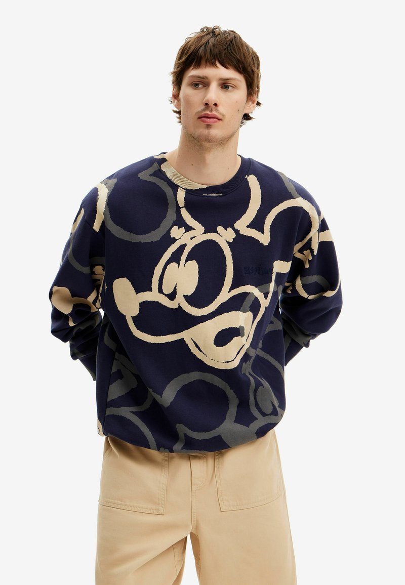 Desigual Man Knit Sweat-Felpa a Maniche Lunghe Maglia di Tuta, Bianco, S Uomo