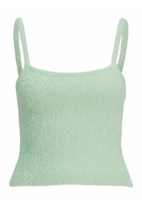 Lichtgroen gebreide tanktop met dunne bandjes, met een zachte, gestructureerde afwerking en een getailleerde pasvorm.