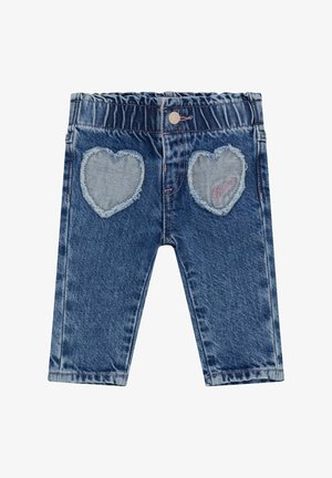 HERZ-PATCHES - Jeans Straight Leg - blau