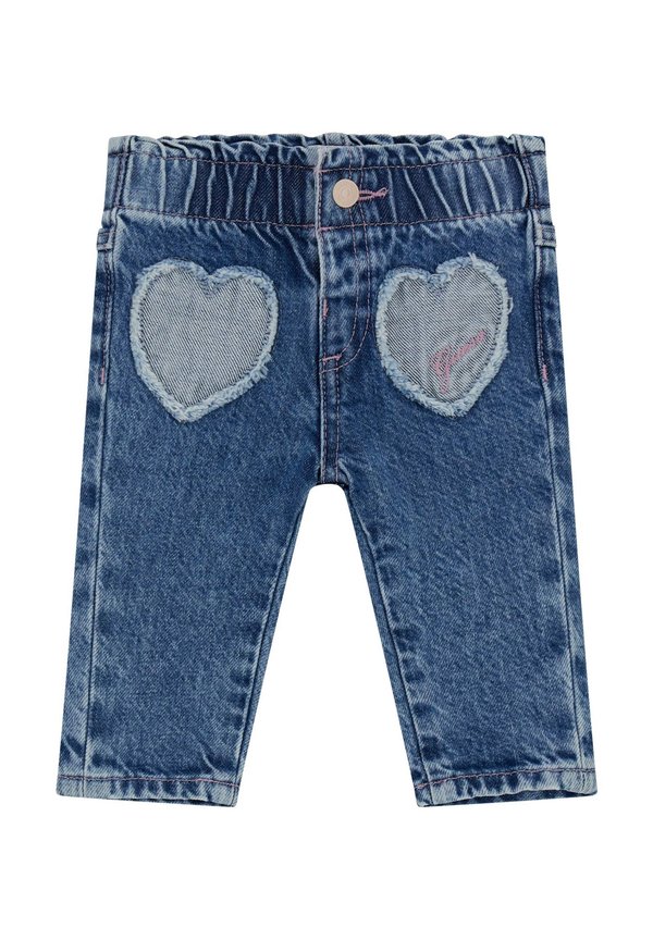 HERZ-PATCHES - Jeans Straight Leg - blau