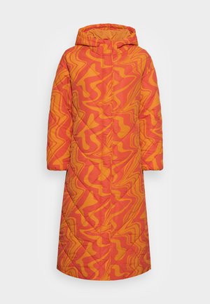 LONGLINE PUFFER WITH HOOD - Winter coat - orange