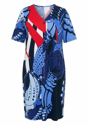 Ulla Popken, ALLOVER PRINT SHORT SLEEVE POCKET DRESS - Jerseykjole - marine