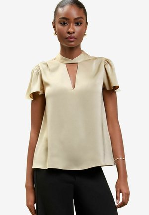 Lipsy REGULAR FIT KEYHOLE FLUTTER SLEEVE - Bluse - cream