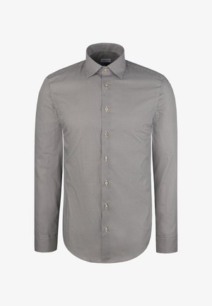 Overhemd met knopen in een geruit patroon, voorzien van een spreidkraag, lange mouwen, bruine knopen en een lichtgewicht stof in zwart-wit.