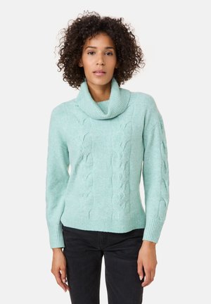 LANGARM RUNDHALS MIT ZOPFMUSTER - Strickpullover - mint melange