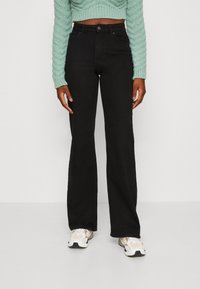 Pieces PCPEGGY WIDE PANT - Ravne kavbojke - black