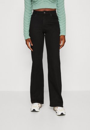 Pieces PCPEGGY WIDE PANT - Straight leg jeans - black