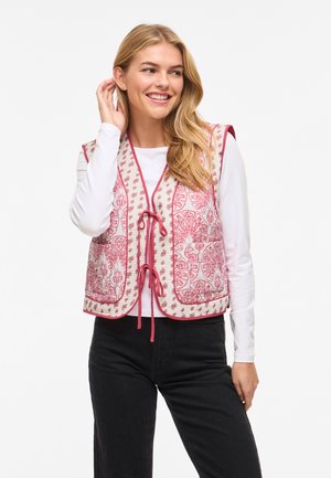 VILA VIDELPHINE BOW VEST - Strukirani kaput - birch/cherry blossom