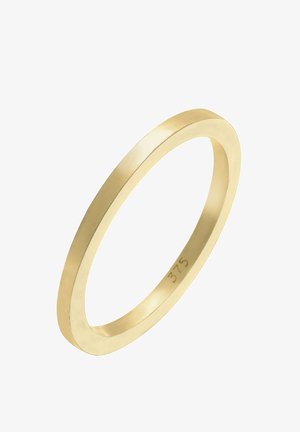 Goldring mit einem glatten, flachen Banddesign. Mit "375" markiert, was einen Goldgehalt von 9K anzeigt. Schlichte und minimalistische Form.