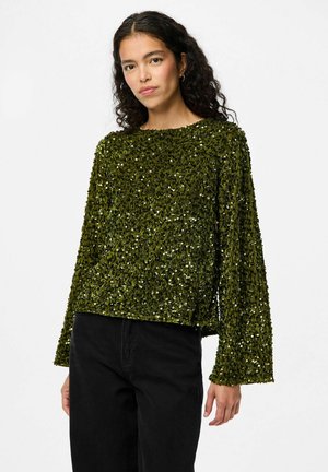 PCKAM LS DEEP BACK BOW - Blouse - khaki