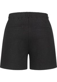 Svart shorts laget av elastisk stoff, med elastisk midjebånd og to baklommer. Enkelt design med ensartet tekstur.