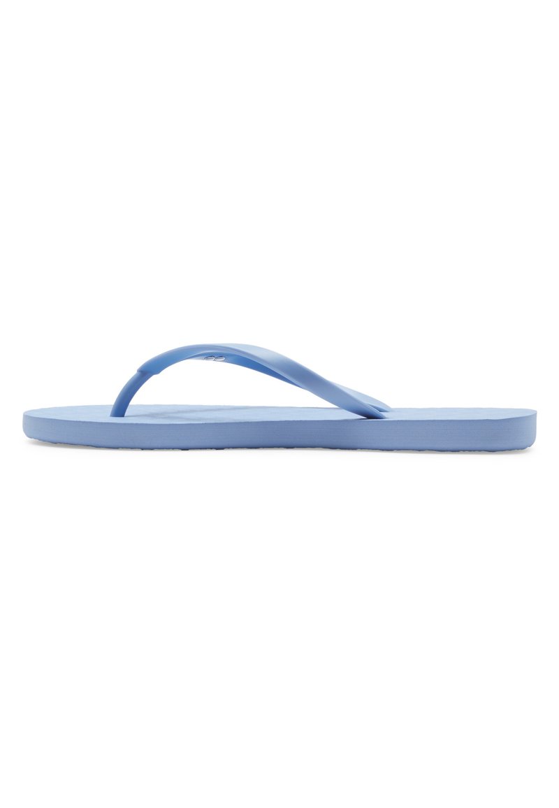Light blue flip-flop made of rubber, featuring a flat sole and Y-shaped thong strap. Smooth texture with no visible patterns or hardware.