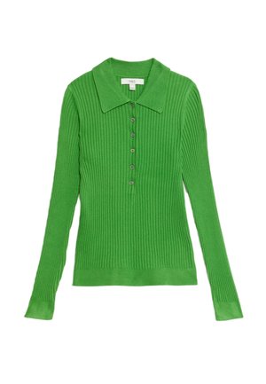 RIBBED COLLARED BUTTON DETAIL - Polo - grass