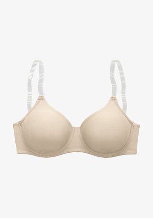 LASCANA NUANCE - T-SHIRT-BH MIT BÜGEL, OHNE SCHALE UND MIT TRANSPARENTEN TRÄGERN - Reggiseno con ferretto - nude