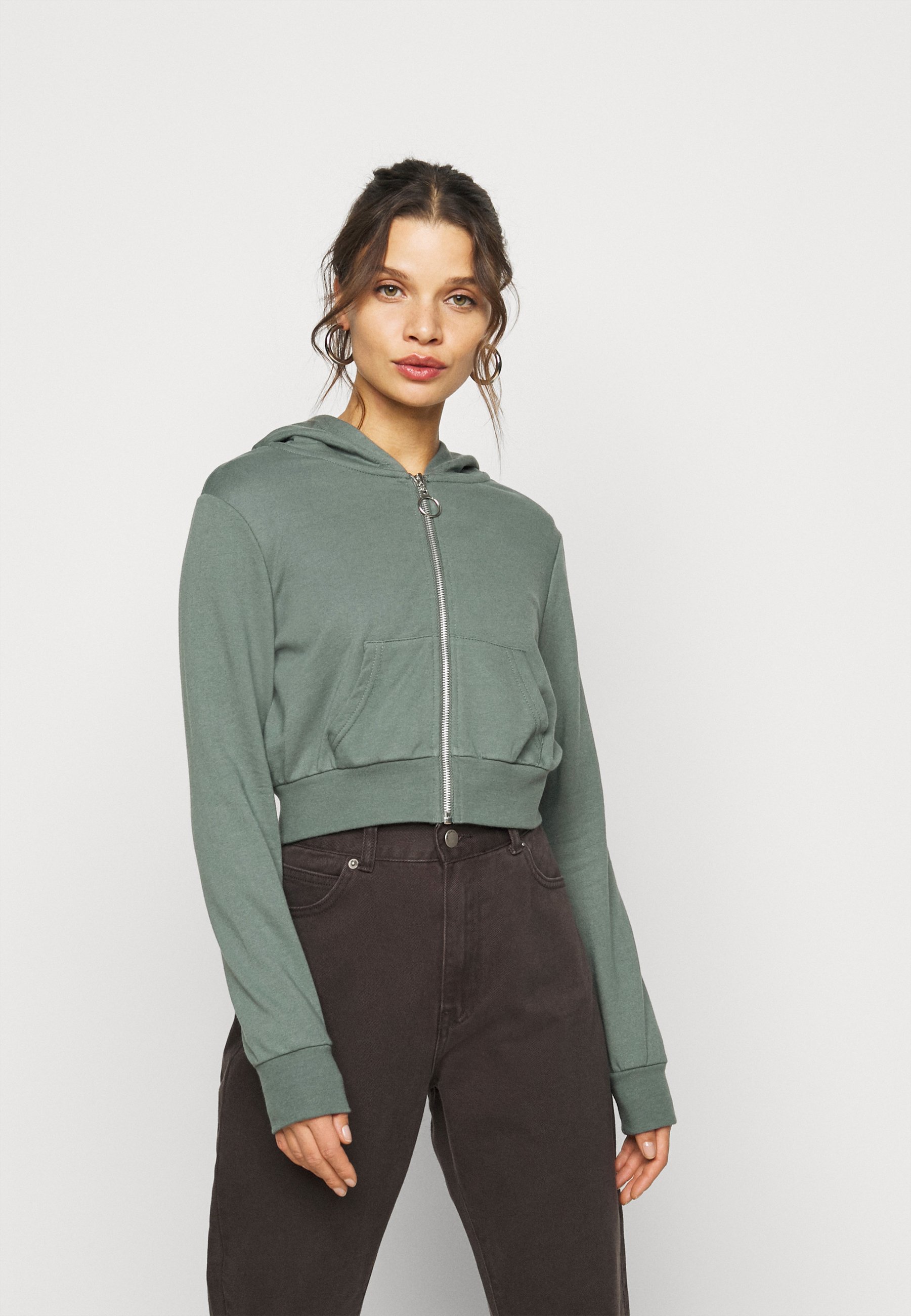 cropped zip sweat