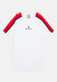 Champion RETRO SPORT CREWNECK CONTRAST SMALL LOGO UNISEX - Camiseta estampada - white/red/new navy