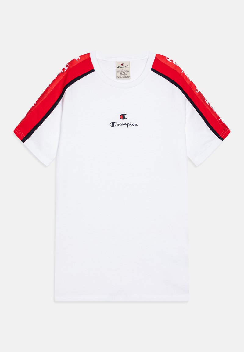Champion RETRO SPORT CREWNECK CONTRAST SMALL LOGO UNISEX - Camiseta estampada - white/red/new navy