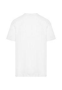 White cotton t-shirt with a crew neck, short sleeves, and a relaxed fit. No visible patterns or accents on the back.