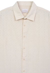 Camicia beige regular fit con bottoni, caratterizzata da un motivo in diamante testurizzato e colletto a punta, taglia grande di Calliope.
