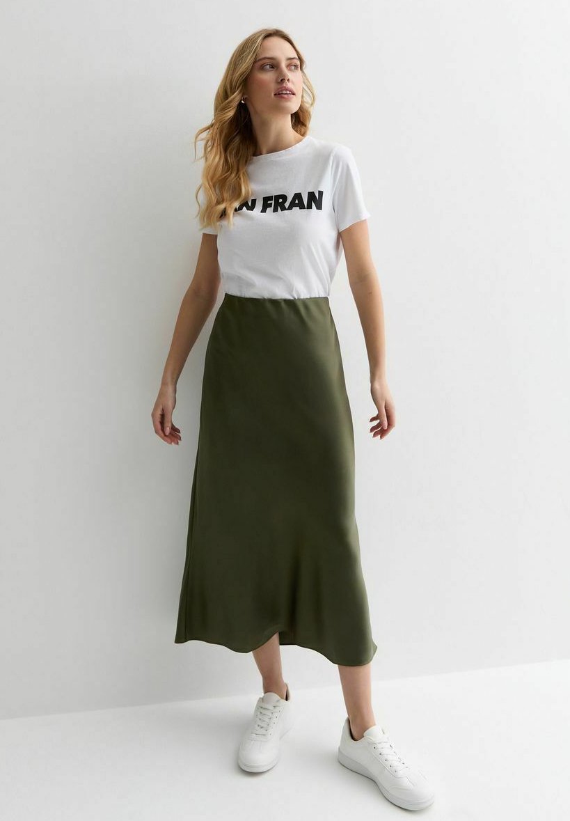 New Look MIDI A-lijn rok olive/olijfgroen