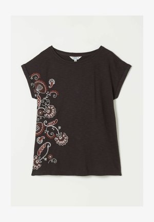 FatFace, REGULAR FIT - FLORAL EMBROIDERED T-SHIRT . - Tričko s potlačou - chocolate brown