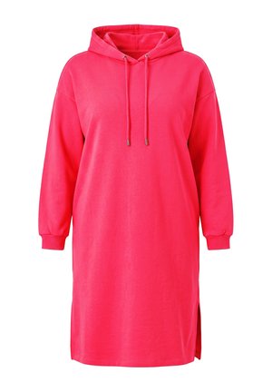 MIAMODA, MIDI-SWEATKLEID, OVERSIZED, KAPUZE, SEITENSCHLITZE - Sweatkleid - azalea red