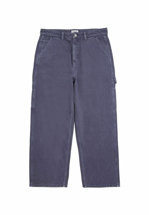 Cargo pants in donkergrijs, met een losse fit, zijzakken en riemlussen. Gemaakt van denim met een zachte textuur en rechte pijpen.