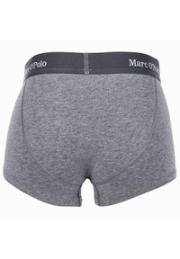 Boxers en coton gris avec une large ceinture noire arborant le logo "Marc O'Polo", texture lisse et design ajusté.