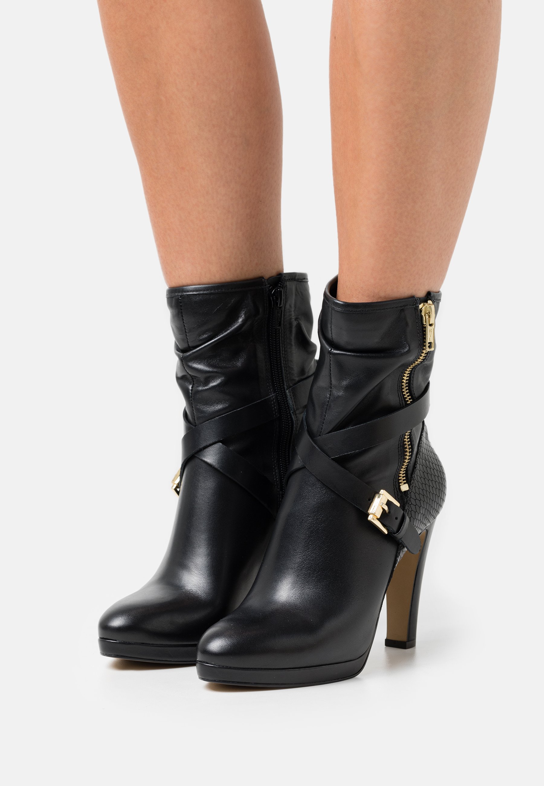 layne black suede platform ankle booties