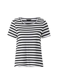 Zwart-wit gestreepte T-shirt met korte mouwen en een ronde hals. Gemaakt van zachte stof, met egale strepen en een relaxed fit.