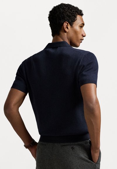 Polo Ralph Lauren RIB-KNIT COTTON SHORT-SLEEVE SWEATER - Polo krekls - navy heather