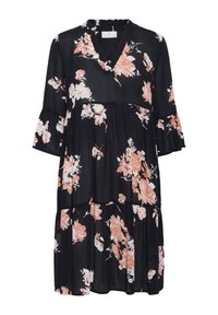Unselected, black   peach flower print