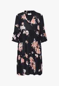 Selected, black   peach flower print